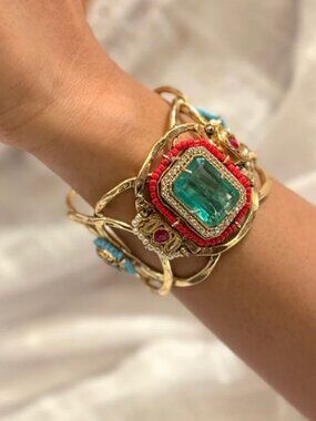 Sabyasachi inspired Gold Tone Statement Cuff Bracelet